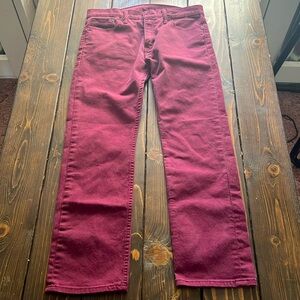 Men’s Levi’s 513 Jeans: 33 x 30 - Burgundy